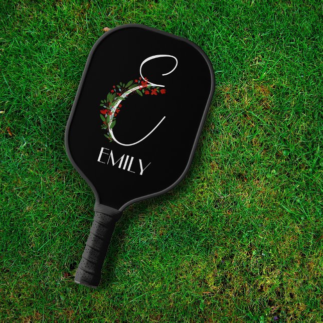 Rustic watercolor monogram E mum Pickleball Paddle (Creator Uploaded)
