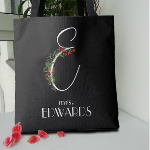 Rustic watercolor monogram E teacher Tote Bag