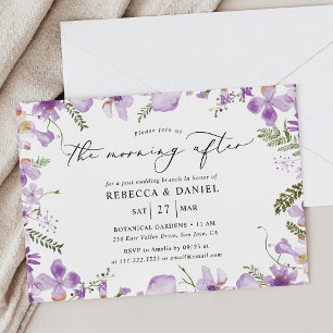 Rustic Watercolor Morning After Wedding Brunch  Invitation