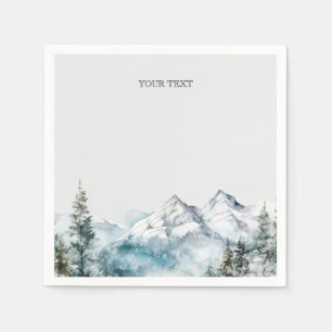 Rustic watercolor mountain custom napkin