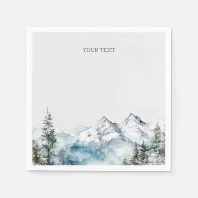 Rustic watercolor mountain custom napkin (Front)