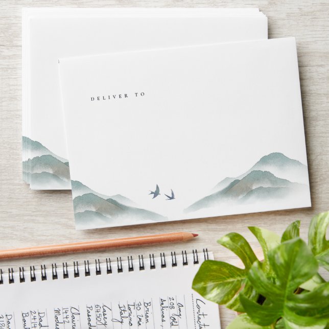 Rustic Watercolor Mountain Outdoor Envelope (Stacked)