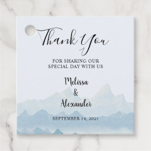 Rustic Watercolor mountain range Wedding Thank You Favour Tags