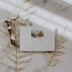 Rustic Watercolor Mountain Wedding RSVP Card