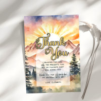 Rustic Watercolor Mountains Nature Sunrise Script