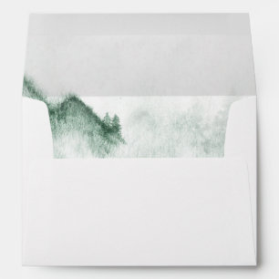 Rustic Watercolor Mountains Pine Winter Wedding Envelope