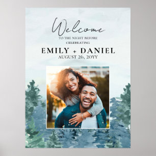 Rustic Watercolor Mountains Rehearsal Dinner Poster