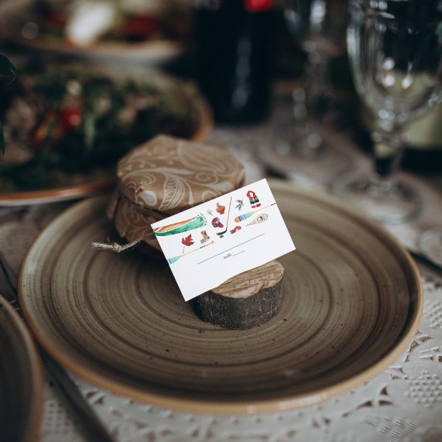 Rustic Watercolor Mountains Wedding Place Card (Creator Uploaded)
