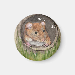 Rustic Watercolor Mouse Magnet