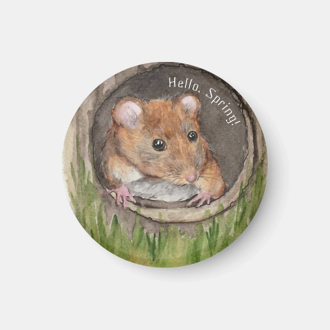 Rustic Watercolor Mouse Magnet (Front)