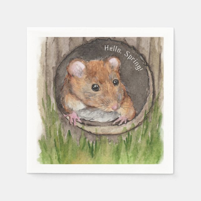 Rustic Watercolor Mouse Napkin (Front)