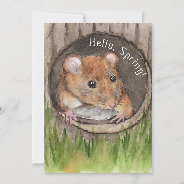 Rustic Watercolor Mouse Save The Date (Front)