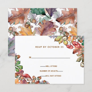 Rustic Watercolor Mushrooms Fall Wedding Invitation