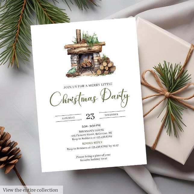 Rustic Watercolor Neutral Earthy Minimalist Party Invitation (Rustic Watercolor Neutral Earthy Minimalist Holiday Party Card)