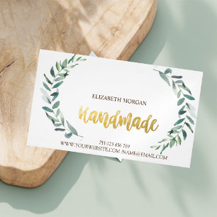Rustic, Watercolor Olive Branch,Handmade Magnetic Business Card