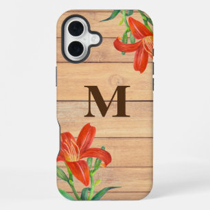 Rustic Watercolor Orange Lily Botanical Art iPhone 16 Plus Case