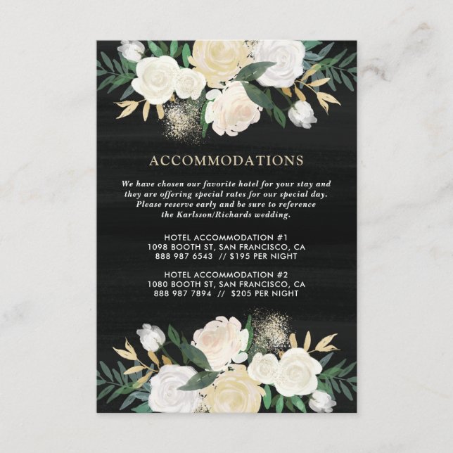 Rustic Watercolor Pale Peonies Accommodations Enclosure Card (Front)