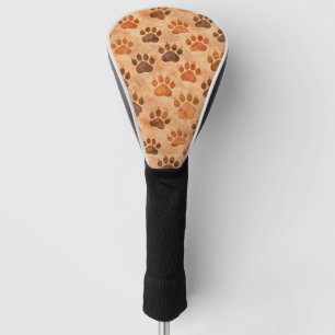 Rustic Watercolor Paw Print Pattern (1) Golf Head Cover