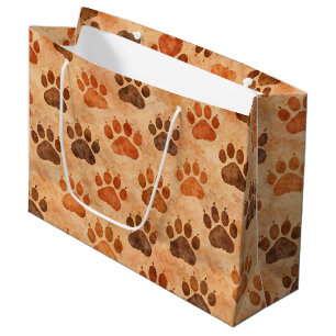 Rustic Watercolor Paw Print Pattern (1) Large Gift Bag
