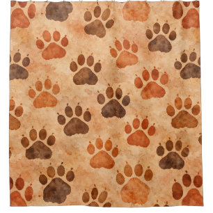 Rustic Watercolor Paw Print Pattern (1) Shower Curtain