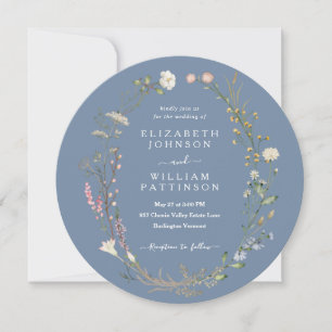 Rustic Watercolor Periwinkle Wildflower Wedding Invitation
