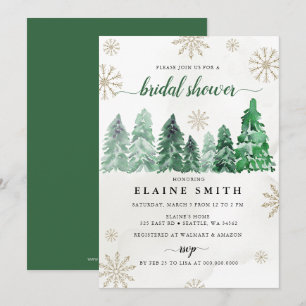 Rustic Watercolor Pine Forest Bridal Shower Invitation