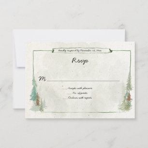 Rustic Watercolor Pine Forest  RSVP Card