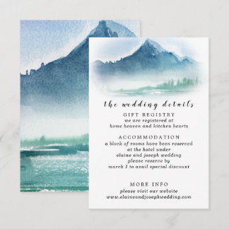 Rustic Watercolor Pine Mountains Lake Wedding Enclosure Card