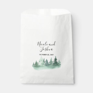 Rustic watercolor pine tree forest wedding favour bag