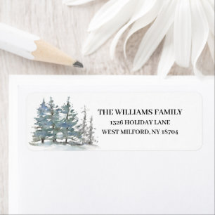 Rustic Watercolor Pine Tree Winter Address Return Address Label