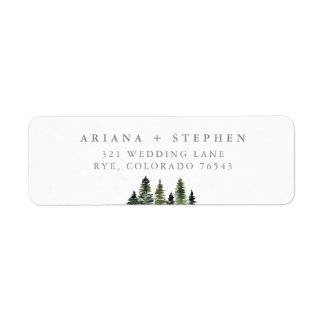 Rustic Watercolor Pine Trees Return Address Label