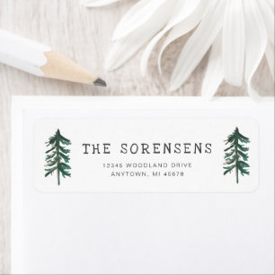 Rustic Watercolor Pine Trees Return Address Return Address Label