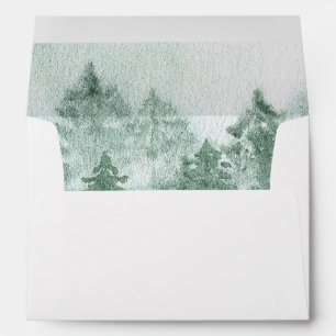 Rustic Watercolor Pine Winter Wedding Envelope
