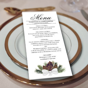 Rustic Watercolor Pinecones Elegant Winter Wedding Menu