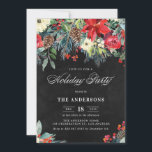 Rustic Watercolor Poinsettia Garland Holiday Party Invitation<br><div class="desc">Celebrate the holidays with your loved ones with this classic holiday party invitation. This holiday party invitation features watercolor poinsettias,  pinecones,  pine needles,  hollies with faux chalkboard background.</div>