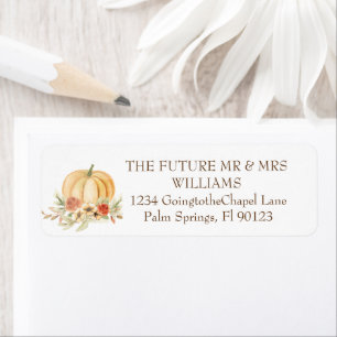 Rustic Watercolor Pumpkin Wedding Return Address L Label