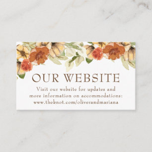 Rustic Watercolor Pumpkin Wedding Website Enclosure Card