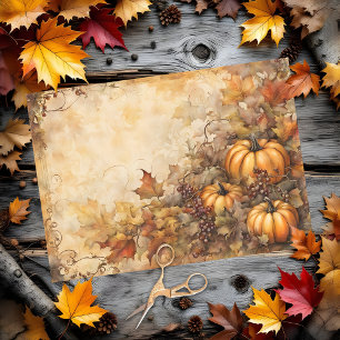 Rustic Watercolor Pumpkins Autumn Leaves Harvest Tissue Paper