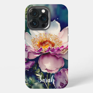 Rustic Watercolor Purple & White Flowers iPhone 13 Pro Case