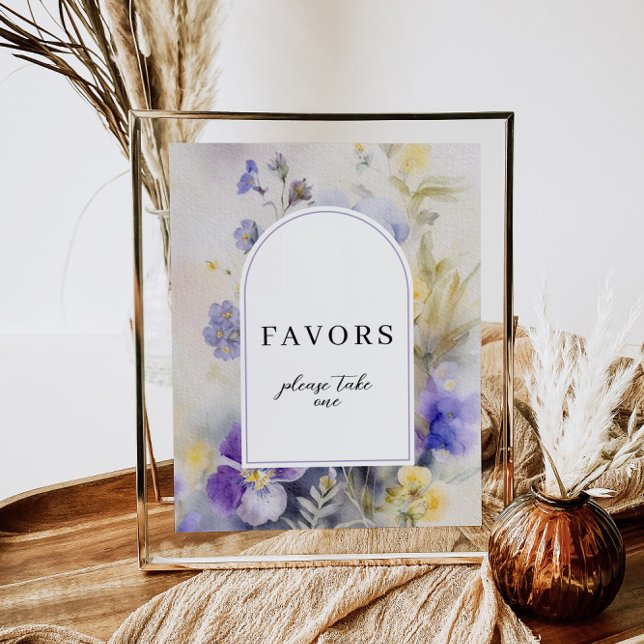 Rustic Watercolor Purple & Yellow Favours Sign (Creator Uploaded)