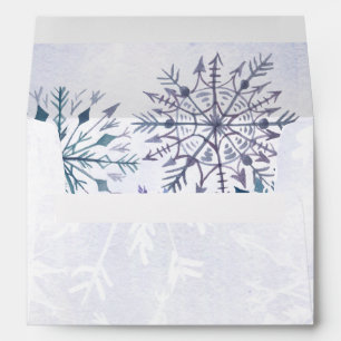 Rustic Watercolor Snowflakes Blue Winter Wedding E Envelope