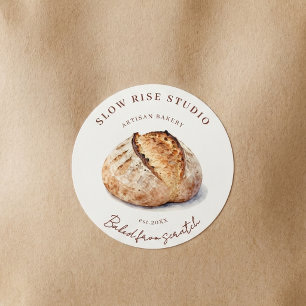 Rustic Watercolor Sourdough Artisan Bakery Classic Round Sticker