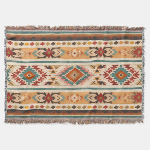 Rustic Watercolor Southwestern Stripe Pattern Throw Blanket
