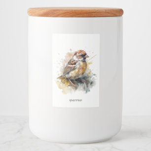  Rustic Watercolor Sparrow, cstom  Food Label