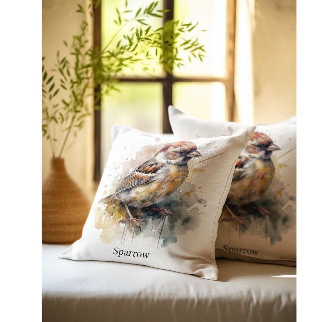Rustic Watercolor Sparrow, custom Cushion (Creator Uploaded)