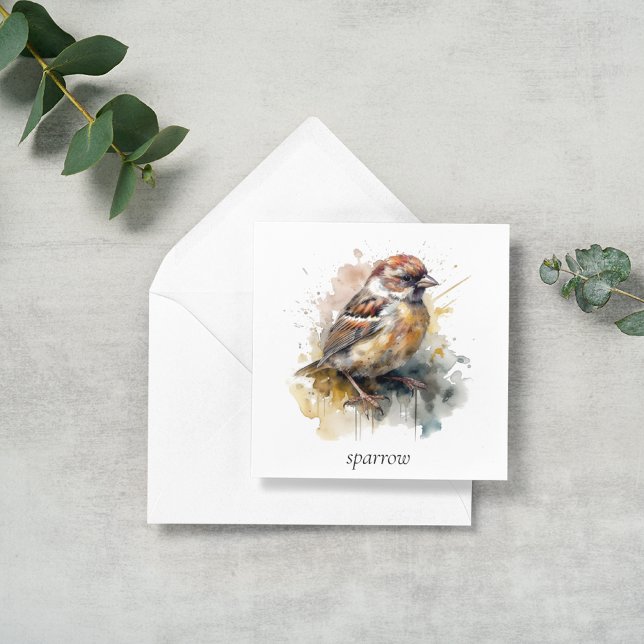 Rustic Watercolor Sparrow, custom Holiday Card (Creator Uploaded)