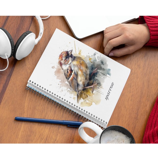 Rustic Watercolor Sparrow, custom Notebook (Creator Uploaded)