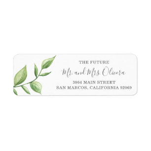 Rustic Watercolor Sprig Wedding Return Address Label