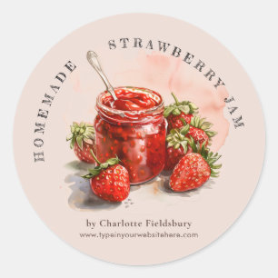 Rustic Watercolor Strawberry Jam Jar Canning Label