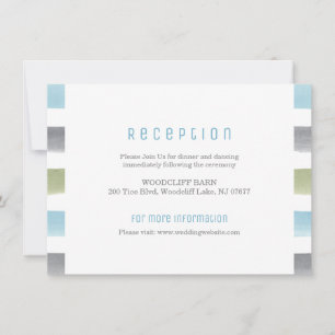 Rustic watercolor stripes beach wedding reception invitation